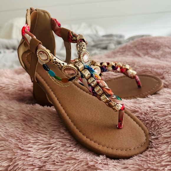 Venus T strap Ribbon and Rhinestone embellished straps. (Never Worn) - Picture 3 of 3